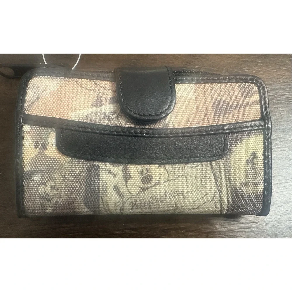 Vintage Walt Disney Gallery Mickey Mouse Collage Wallet & Key Case Retro Set NWT